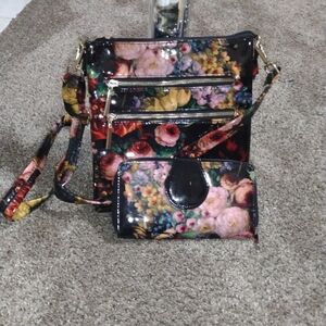 Floral Crossbody Bag and Wallet Set